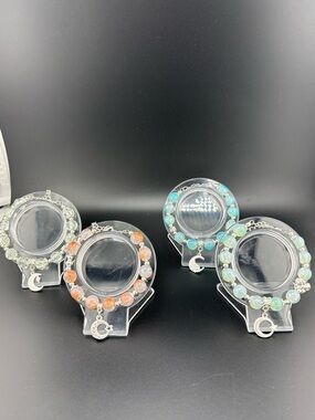 Beaded Moon Charm Bracelet - Assorted Aqua, Teal, Coral, Clear